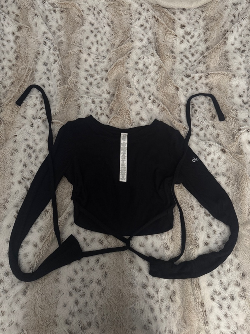 Alo ribbed Black Long-Sleeve Wrap Top
